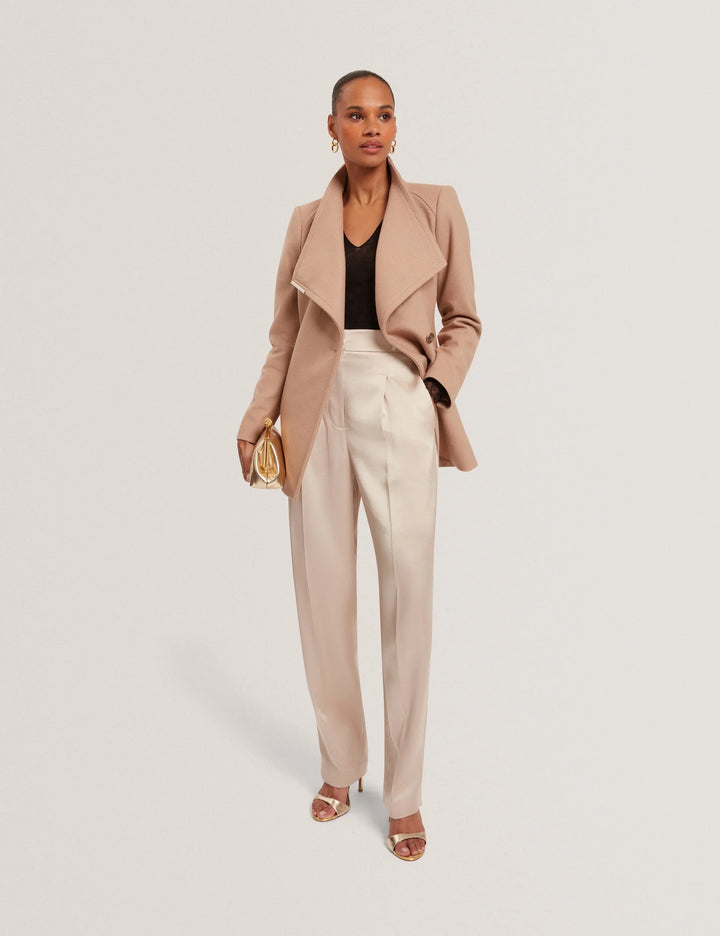 Ted Baker Rosess Short Belted Wool Wrap Coat | Camel