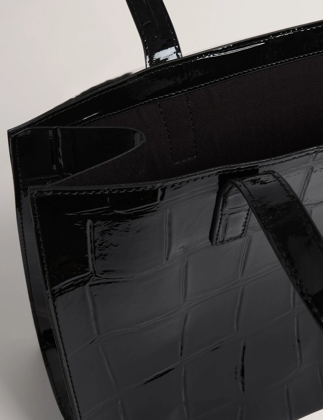 Ted Baker Welona Patent Croc Effect Elongated Icon Tote Bag | Black