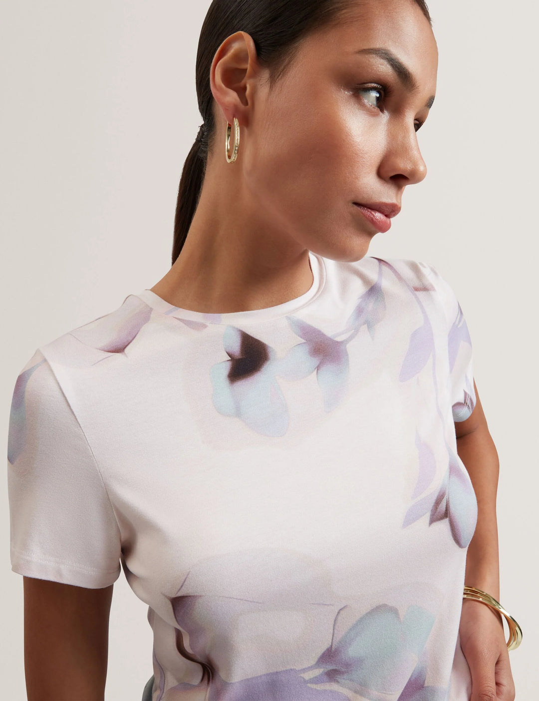 Ted Baker Botanical Fitted Crew Neck T-Shirt | Pink