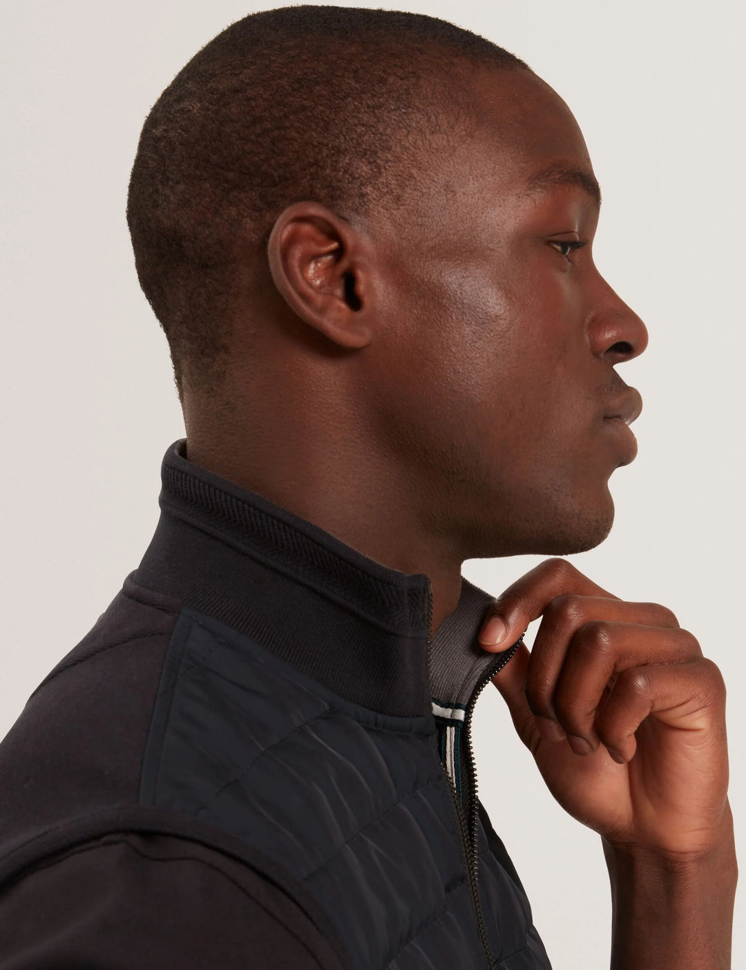 Ted Baker Quilted Front Funnel Neck Zip-Up Gilet | Black