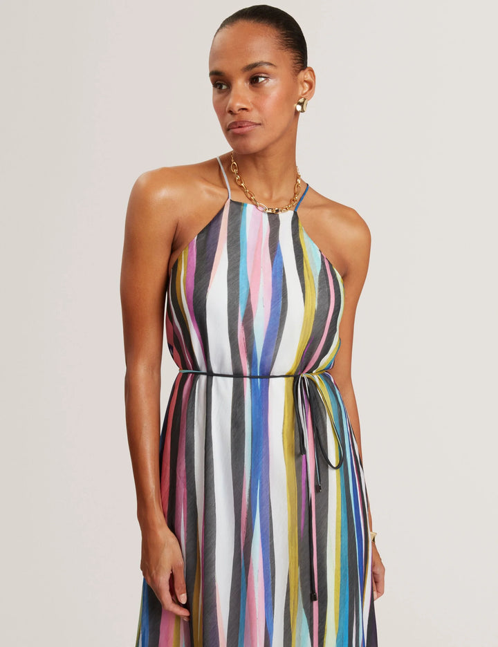 Vestido midi con cuello halter y rayas onduladas de Ted Baker | Multicolor