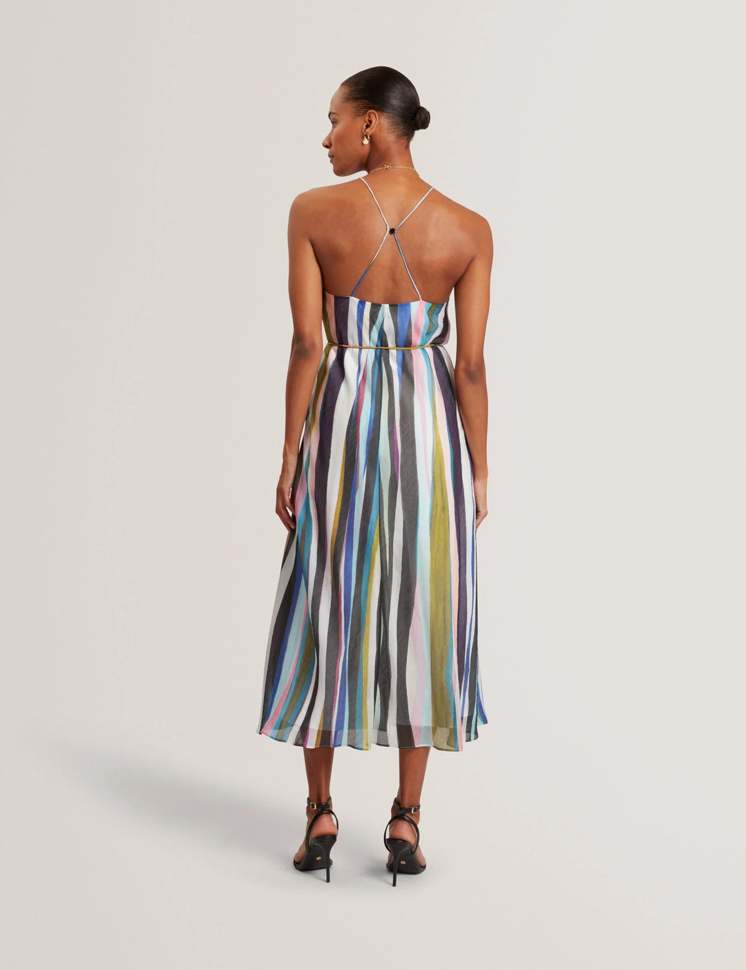 Vestido midi con cuello halter y rayas onduladas de Ted Baker | Multicolor