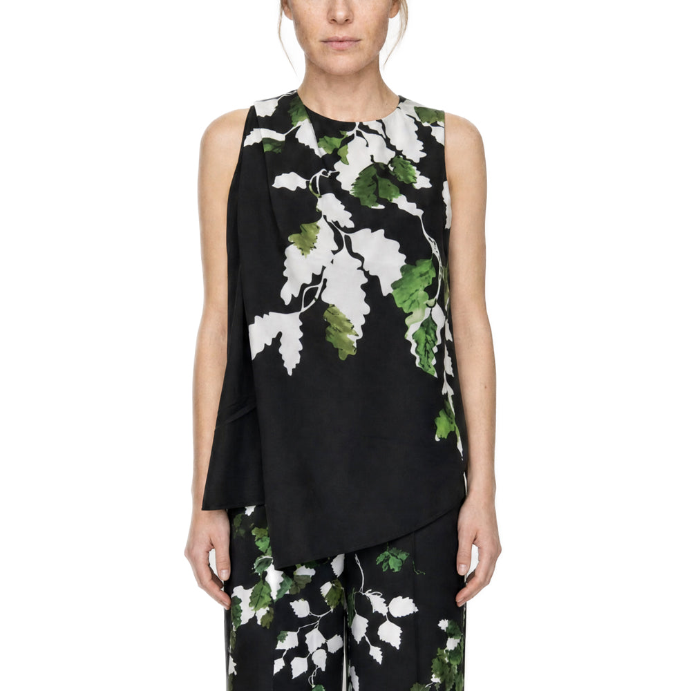 Ted Baker Molliia Printed Drape Detail Top | Black
