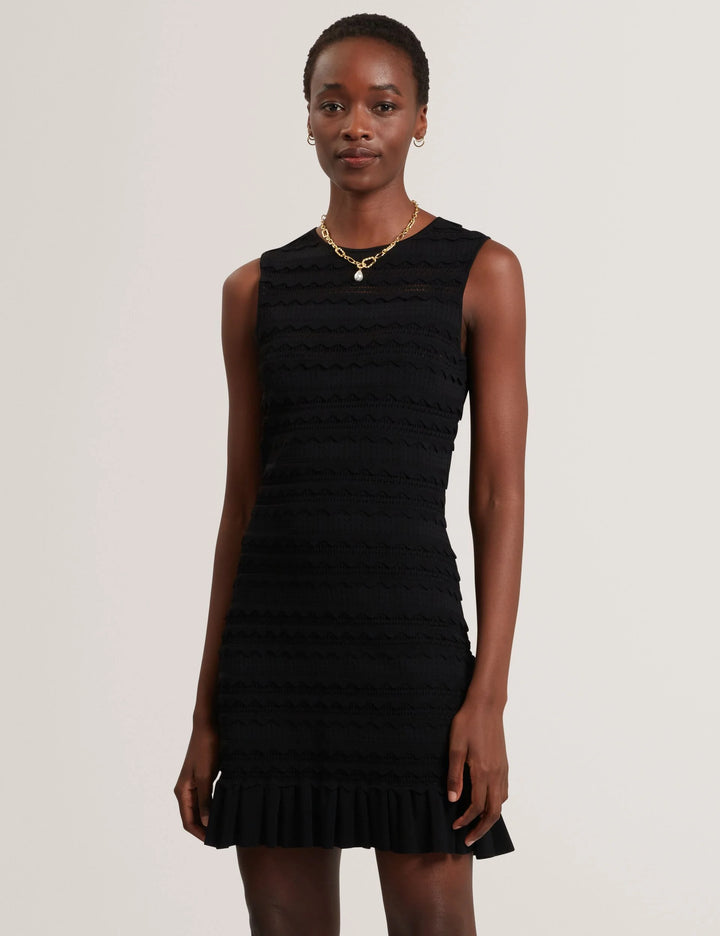 Ted Baker Avela Knitted Mini Dress With Frill Detail | Black – alternate view 3
