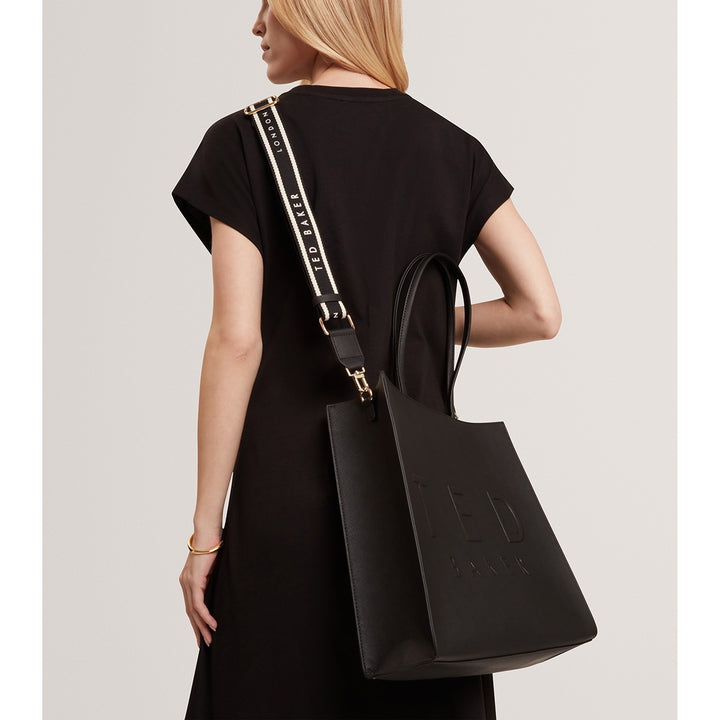 Ted Baker Iconny Μεγάλη Τσάντα Shopper με Ιμάντα | Μαύρο