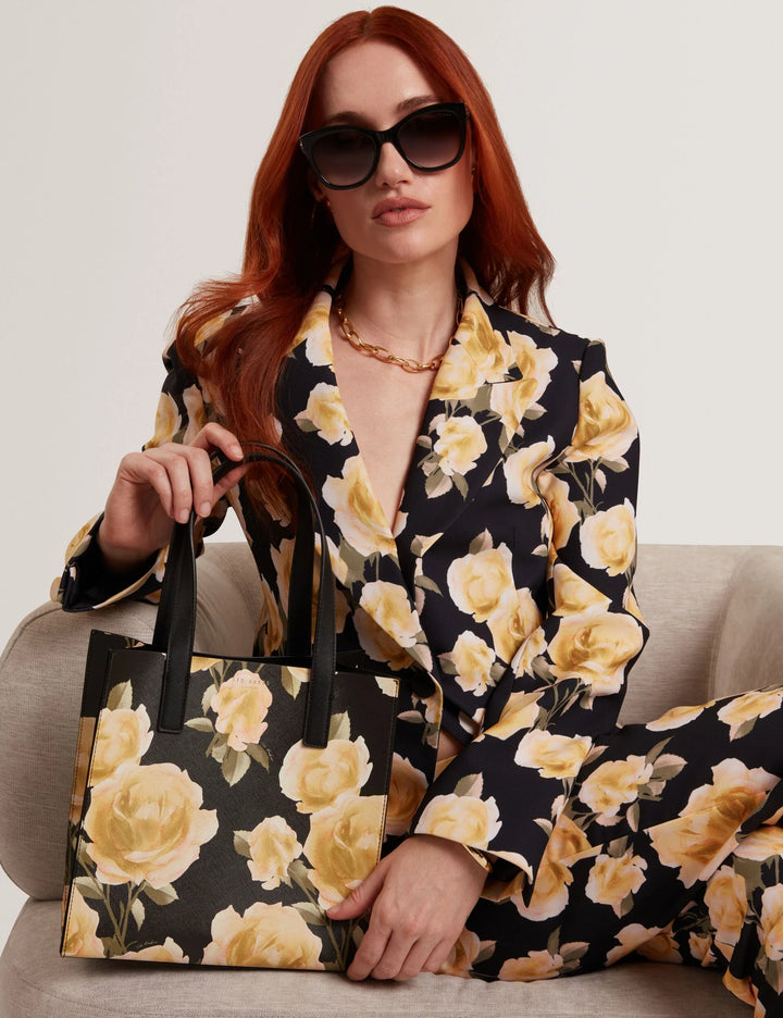 Ted Baker Tapacon Rose Print Small Icon Tote Bag | Black