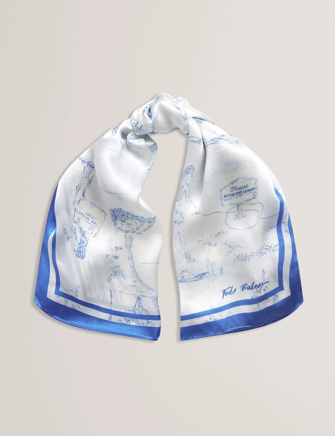 Ted Baker Mauvie Park Print Pure Silk Square Scarf | White