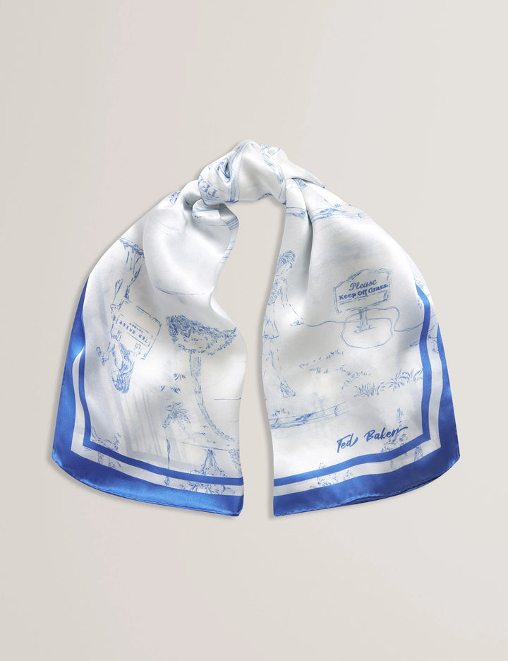 Ted Baker Mauvie Park Print Pure Silk Square Scarf | White