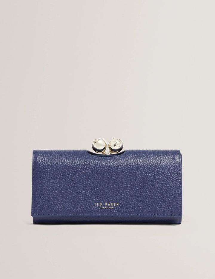Ted Baker Roosali Rose Detail Leather Large Bobble Purse | Dark Blue