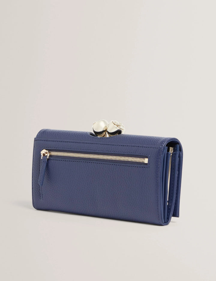 Ted Baker Roosali Rose Detail Leather Large Bobble Purse | Dark Blue