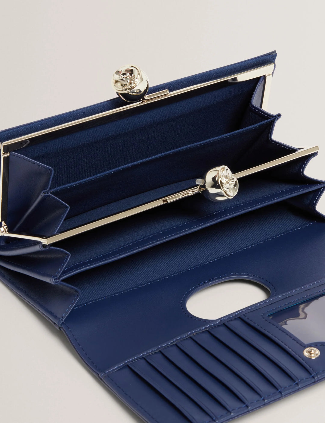 Ted Baker Roosali Rose Detail Leather Large Bobble Purse | Dark Blue