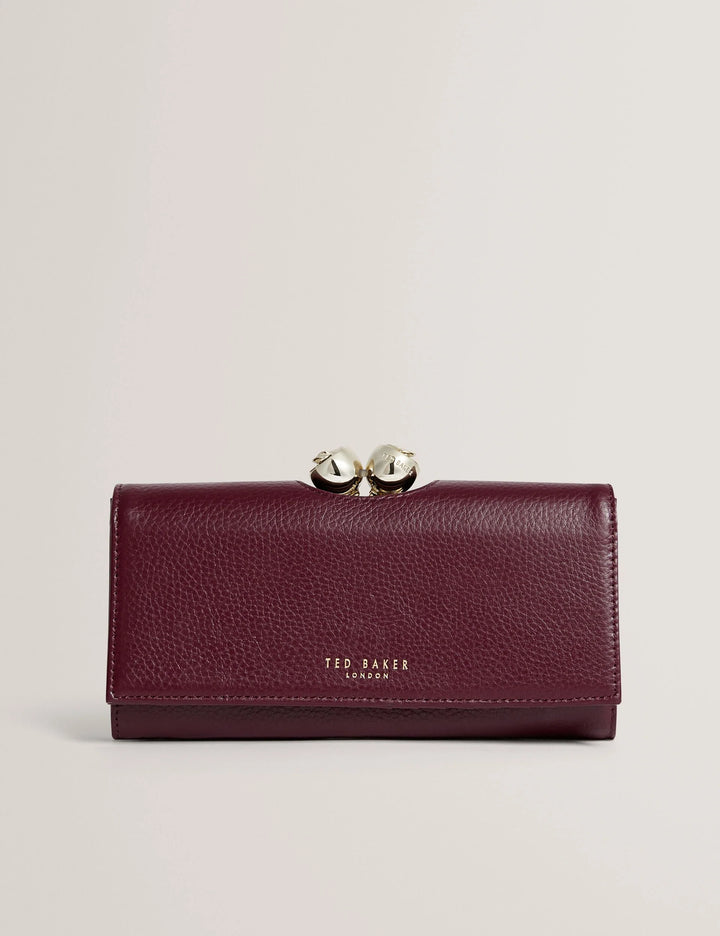 Ted Baker Roosali Rose Detail Leather Large Bobble Purse | Dark Red