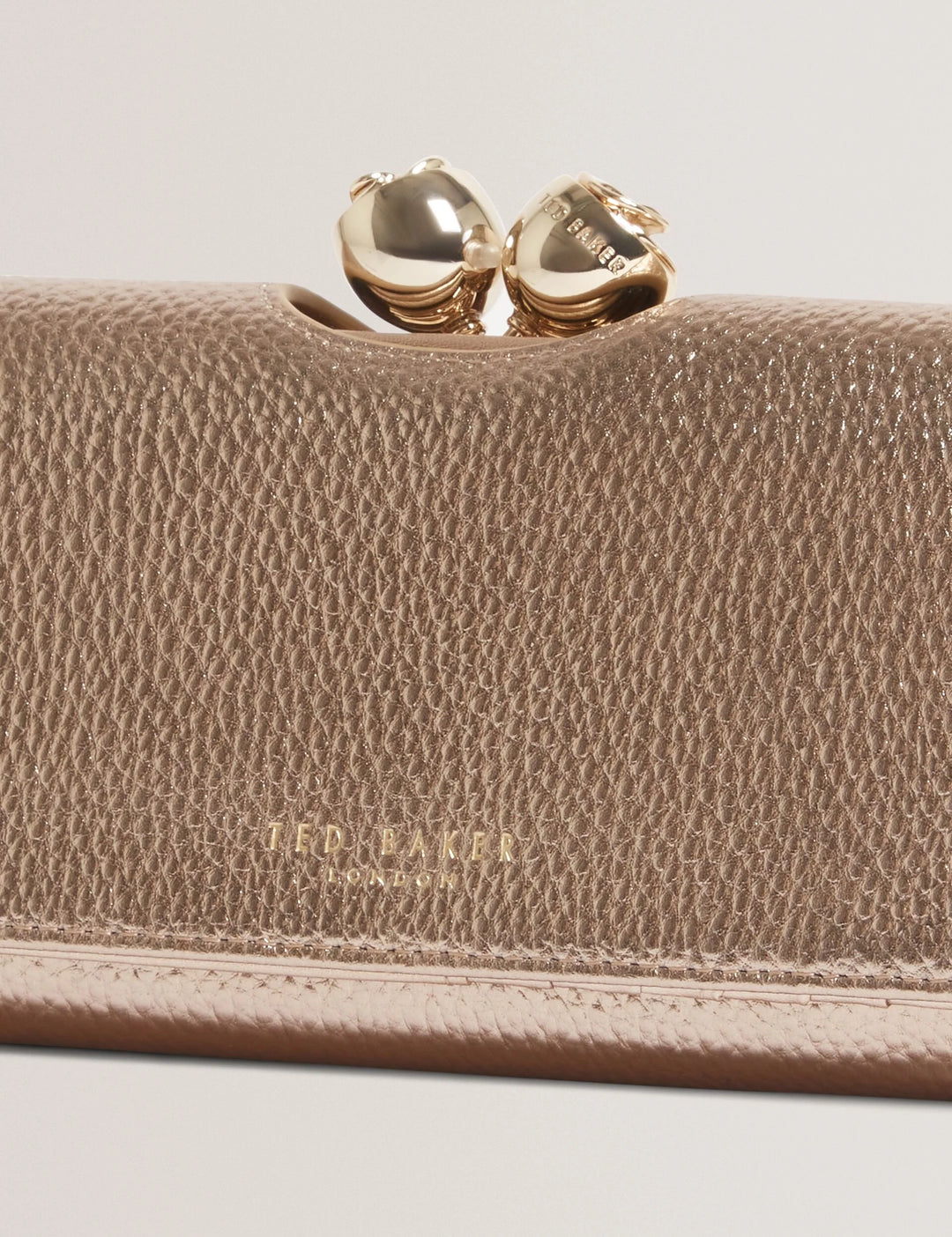 Ted Baker Roosali Rose Detail Leather Large Bobble Purse | Gold