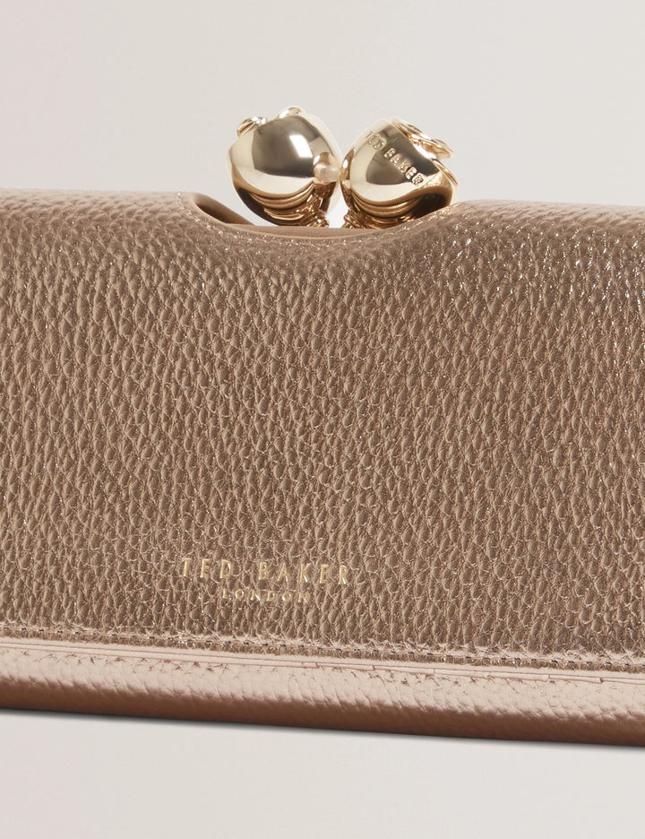 Ted Baker Roosali Rose Detail Leather Large Bobble Purse | Gold