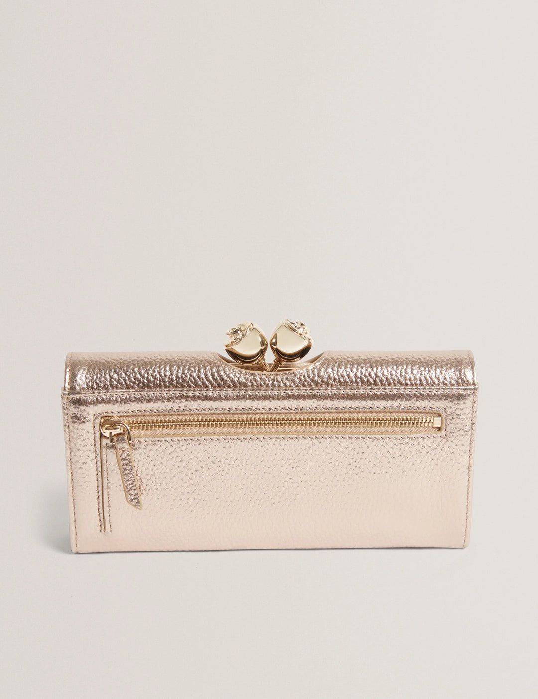 Ted Baker Roosali Rose Detail Leather Large Bobble Purse | Gold