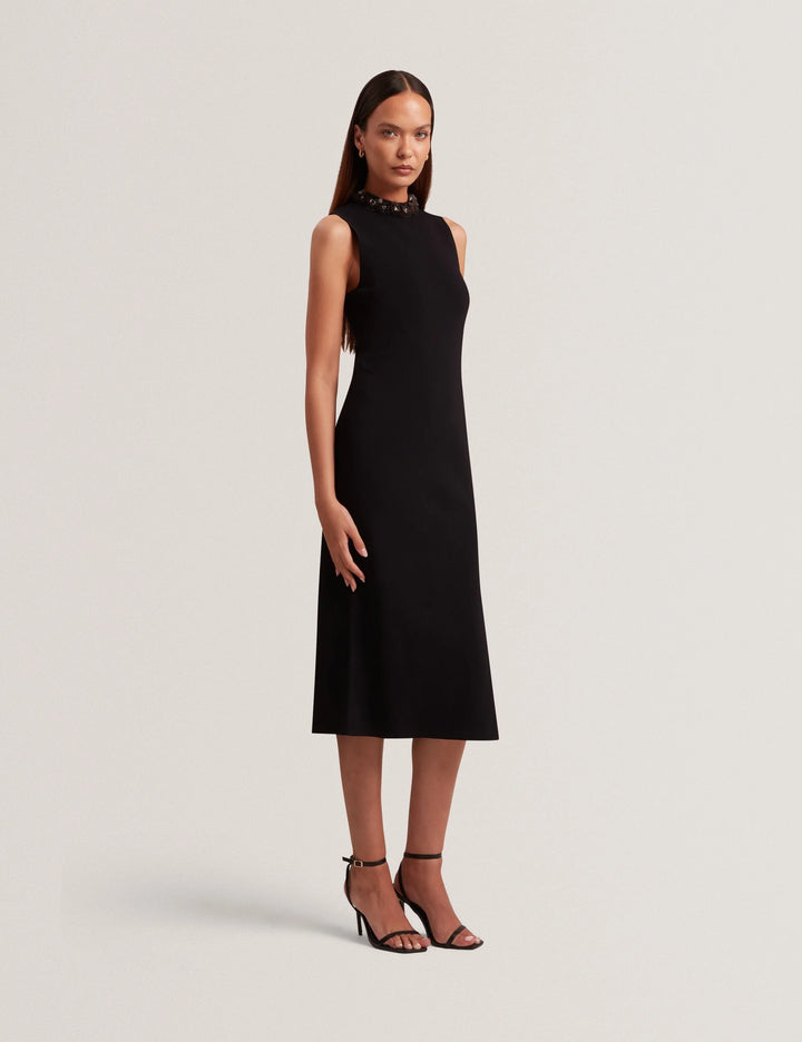 Ted Baker Sivra Bodycon Midi Dress With Embellishment | Black
