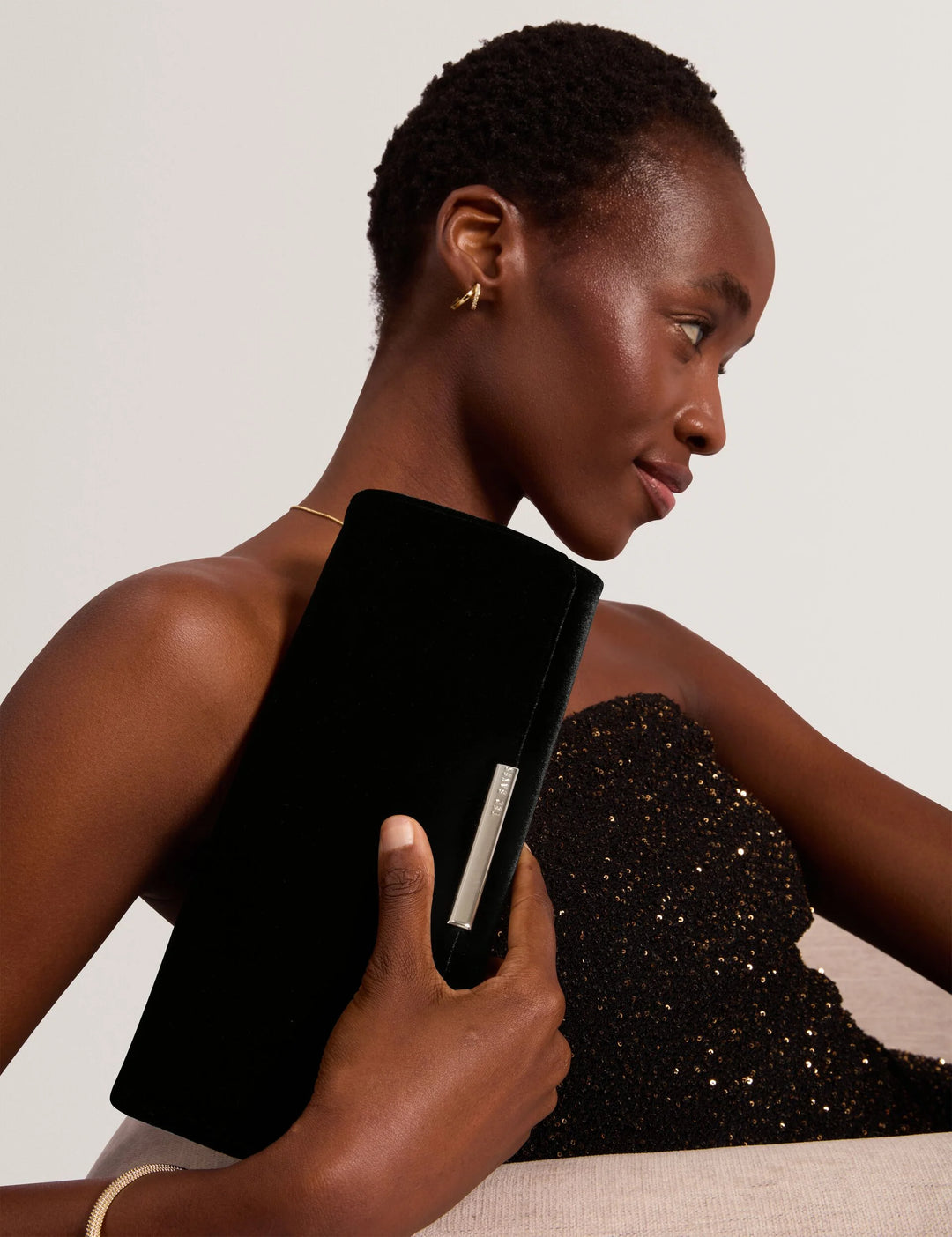 Ted Baker Maroah Velvet Elongated Evening Bag | Black