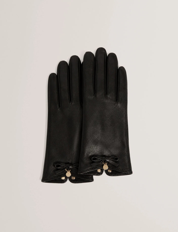 Ted Baker Rennah Leather Bow Detail Gloves | Black