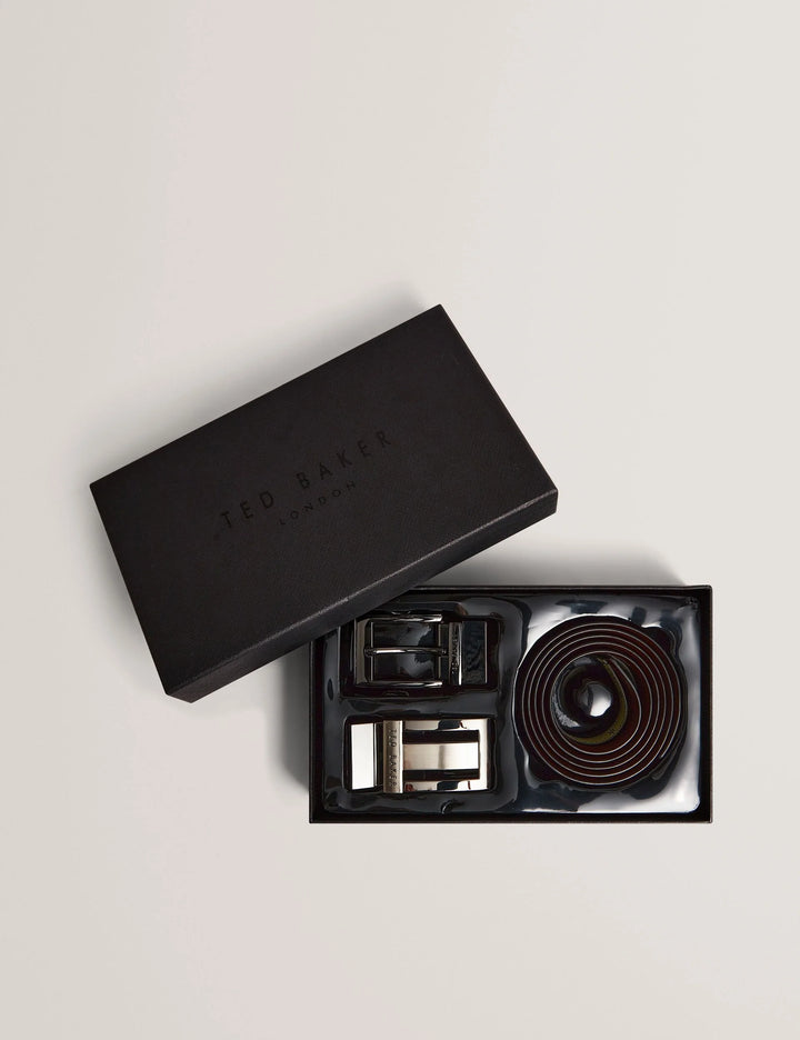 Ted Baker Deeshi 2-in-1 Reversible Leather Belt Gift Set | Black/Brown