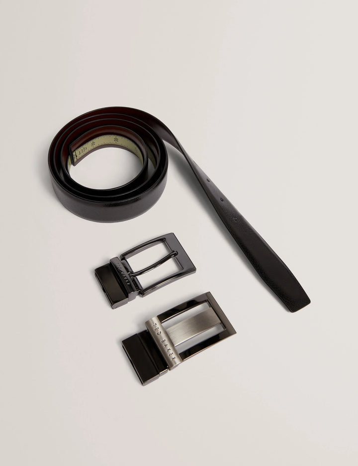 Ted Baker Deeshi 2-in-1 Reversible Leather Belt Gift Set | Black/Brown