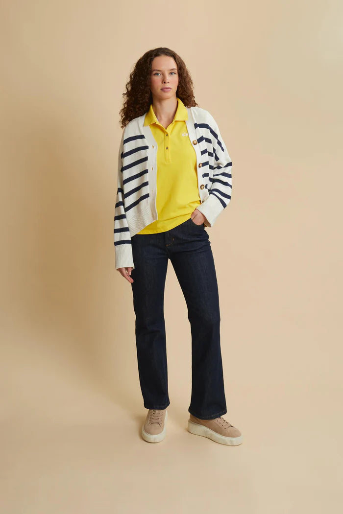 La Martina Women’s Stretch Piqué Polo with Under-collar Lettering | Empire Yellow