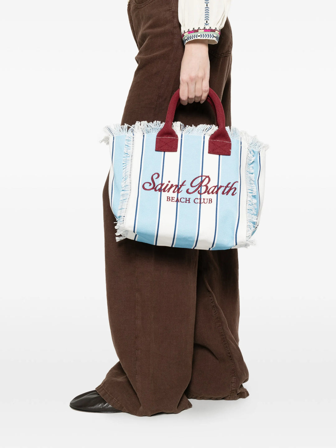 MC2 Saint Barth Vanity Cotton Canvas Tote Bag | Light Blue/White