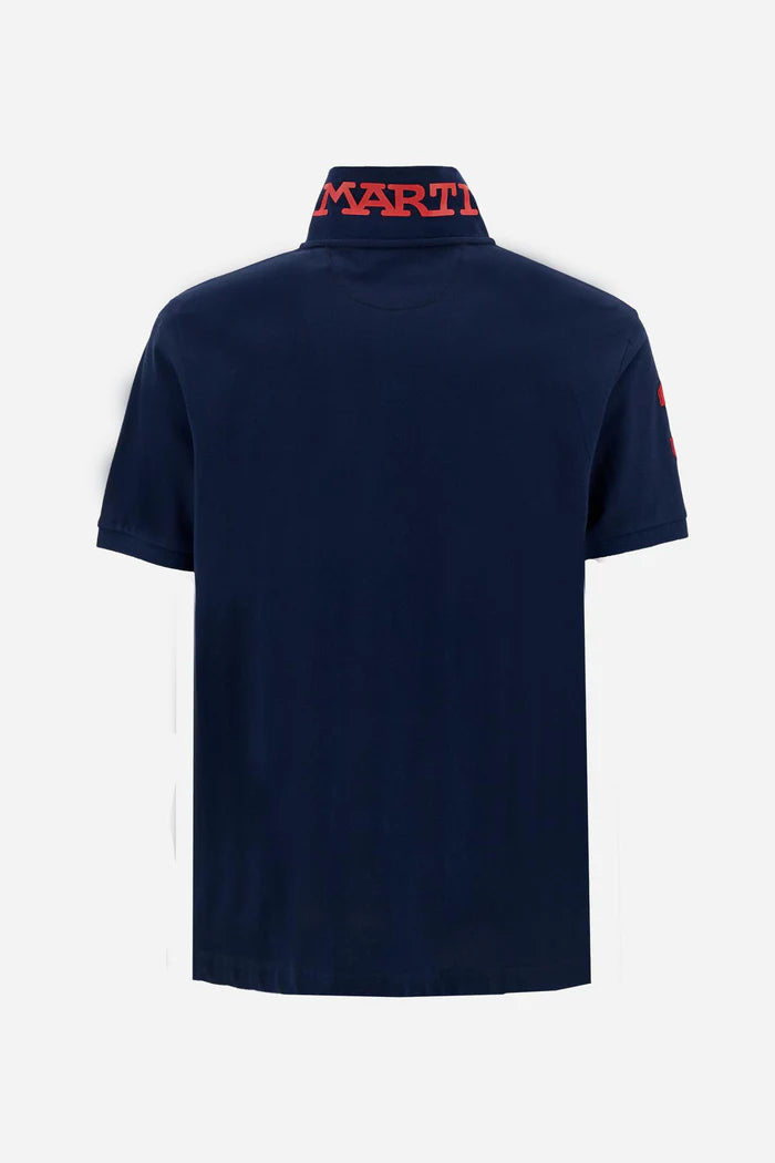 Polo de piqué elástico para hombre de La Martina con número en la manga | Azul marino