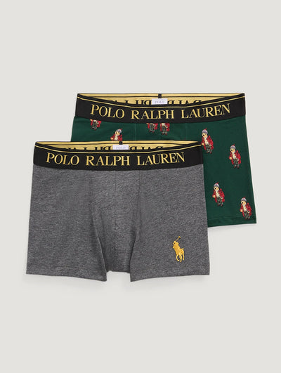 Ralph Lauren Stretch Cotton Boxer Shorts 2-Pack Gift Box | Grey/Green