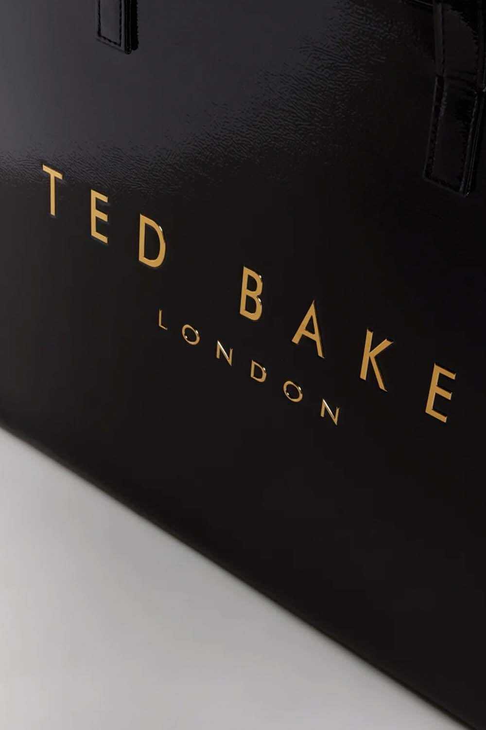 Ted Baker Crinkon Μεγάλη Τσάντα με Χρυσά Γράμματα | Μαύρο