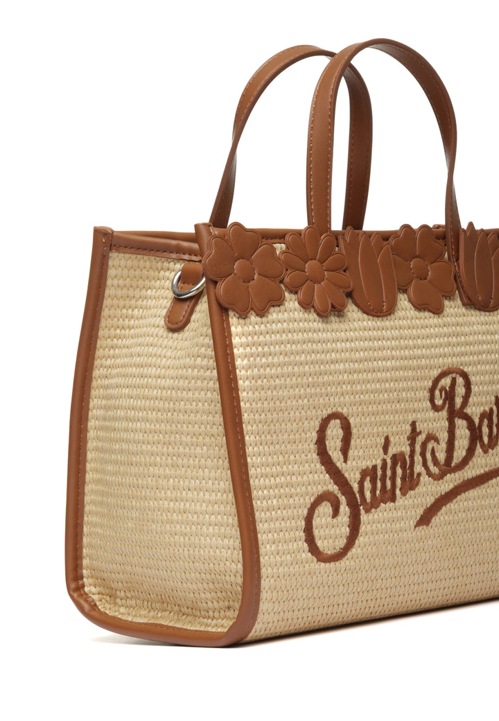 Borsa di paglia MC2 Saint Barth Vivian Mid | Beige con fiori