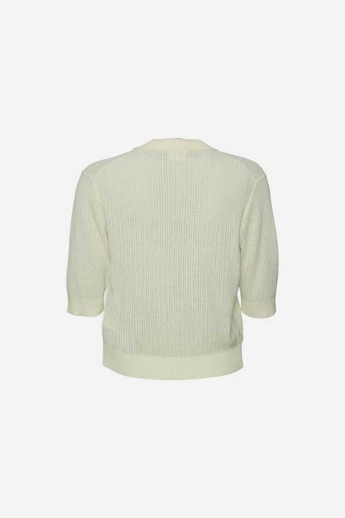 Polo da donna La Martina in maglia traforata con tasche | Bianco sporco