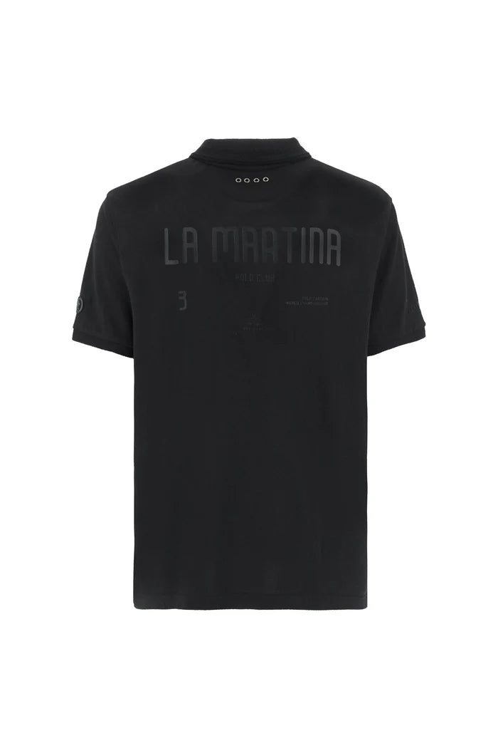 La Martina Herren-Polo aus Stretch-Piqué, Luxusausführung | Schwarz