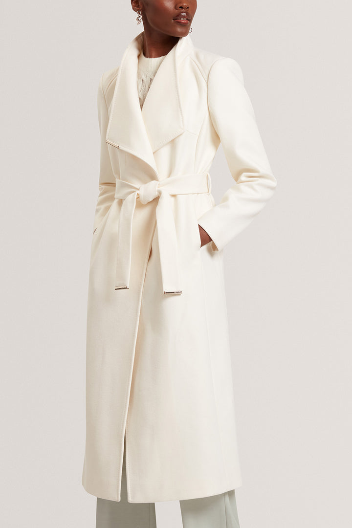 Ted Baker Rosell Long Length Wool Wrap Coat | Ivory