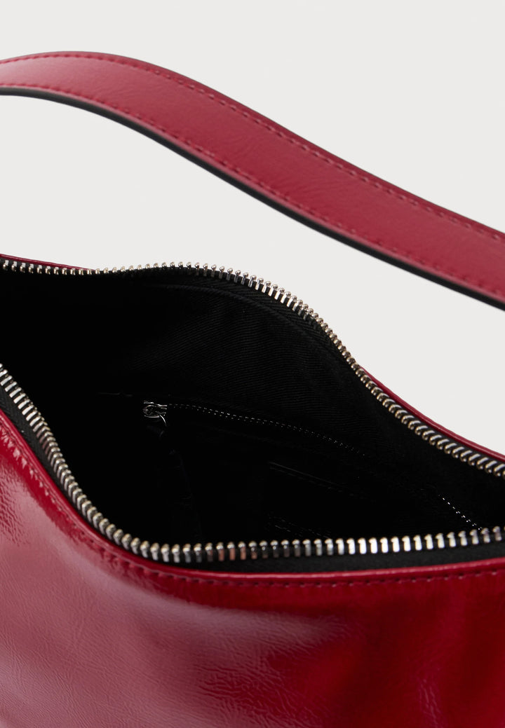 Karl Lagerfeld Glossy Mini Hobo Bag | Pompeian Red