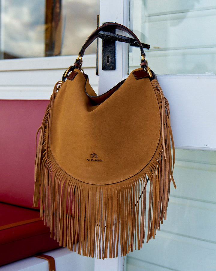 Borsa Hobo in pelle scamosciata e pelle La Martina | Beige