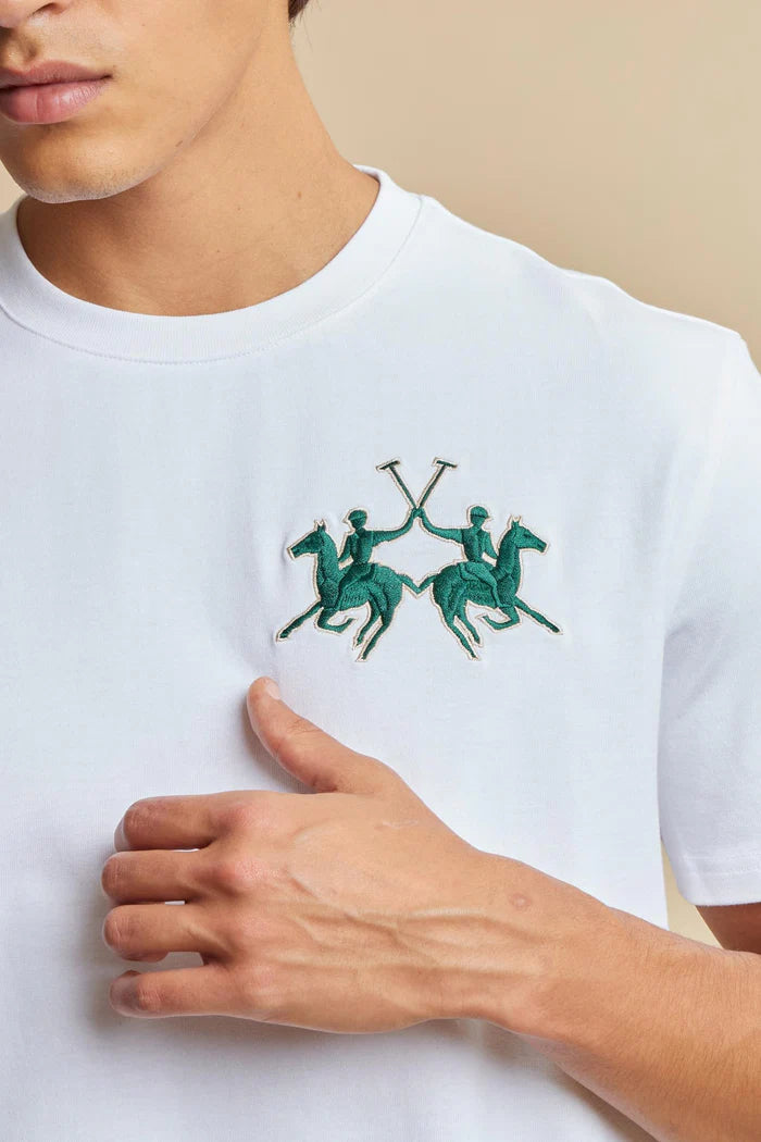 Maglietta da uomo La Martina in jersey pesante con logo 3D | Bianca