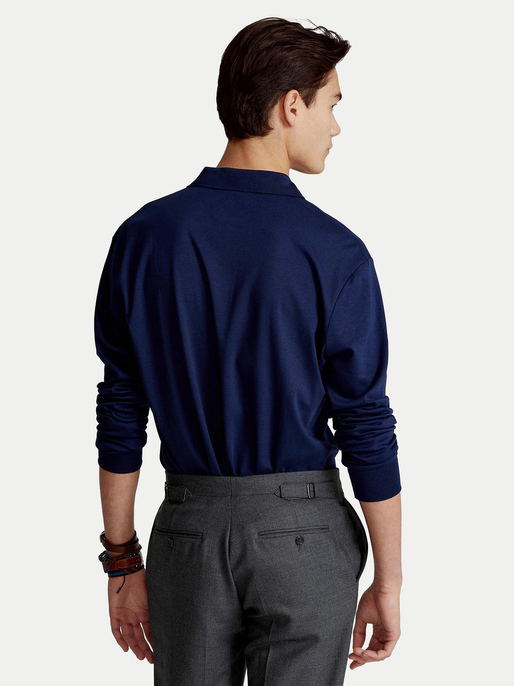 Ralph Lauren Custom Slim Fit Langarm-Polo aus weicher Baumwolle – Refined Navy, Ansicht 2