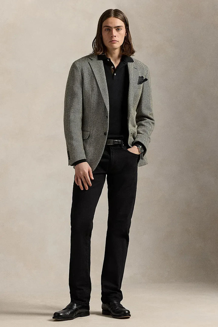 Ralph Lauren Custom Slim Fit Langarm-Polo aus weicher Baumwolle – Schwarz, Ansicht 4