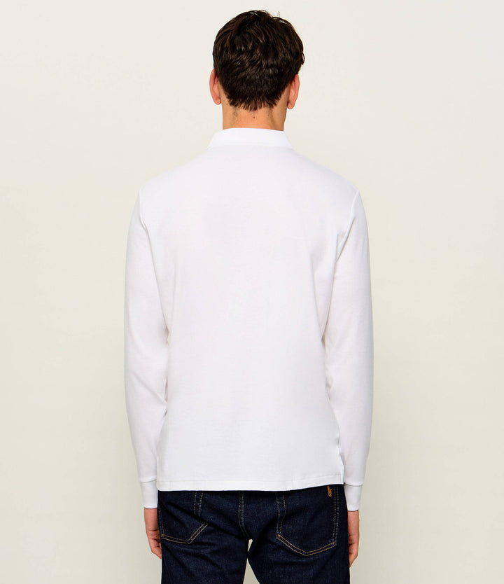 Ralph Lauren Μακρυμάνικη βαμβακερή polo Custom Slim Fit – Λευκό, όψη 2