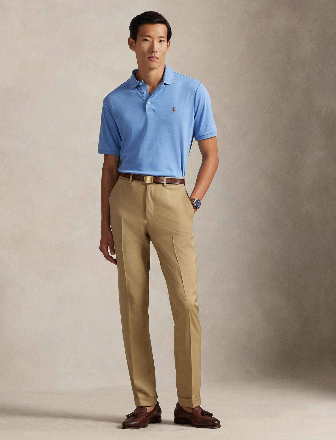 Ralph Lauren Custom Slim Fit Soft Cotton Interlock Polo Shirt | Sky Blue