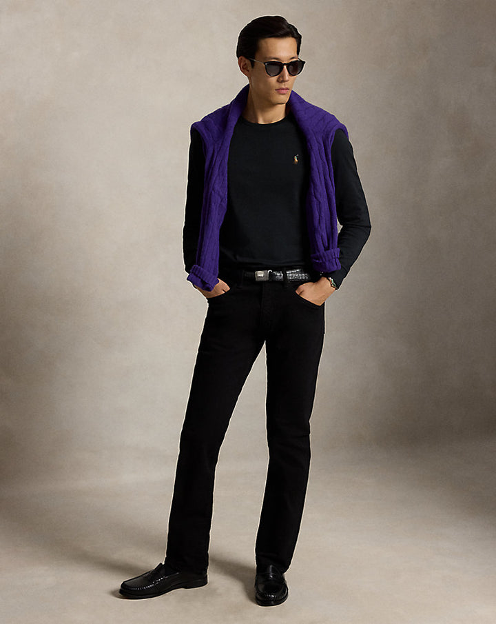 Custom Slim Fit Langarm-T-Shirt aus weicher Baumwolle Ralph Lauren | Schwarz, Ansicht 2