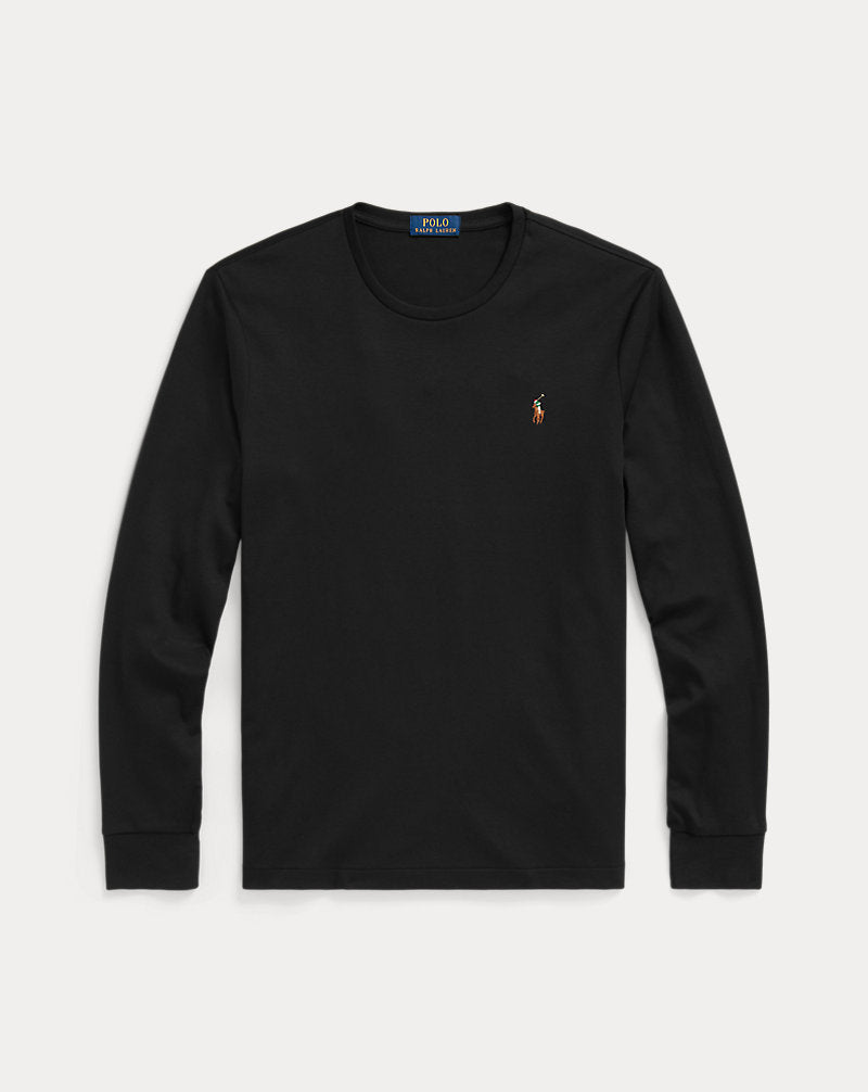 Custom Slim Fit Langarm-T-Shirt aus weicher Baumwolle Ralph Lauren | Schwarz, Ansicht 1
