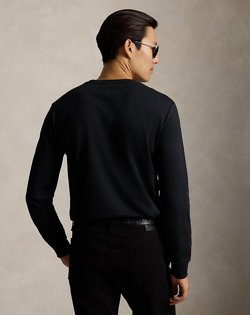 Custom Slim Fit Langarm-T-Shirt aus weicher Baumwolle Ralph Lauren | Schwarz, Ansicht 1