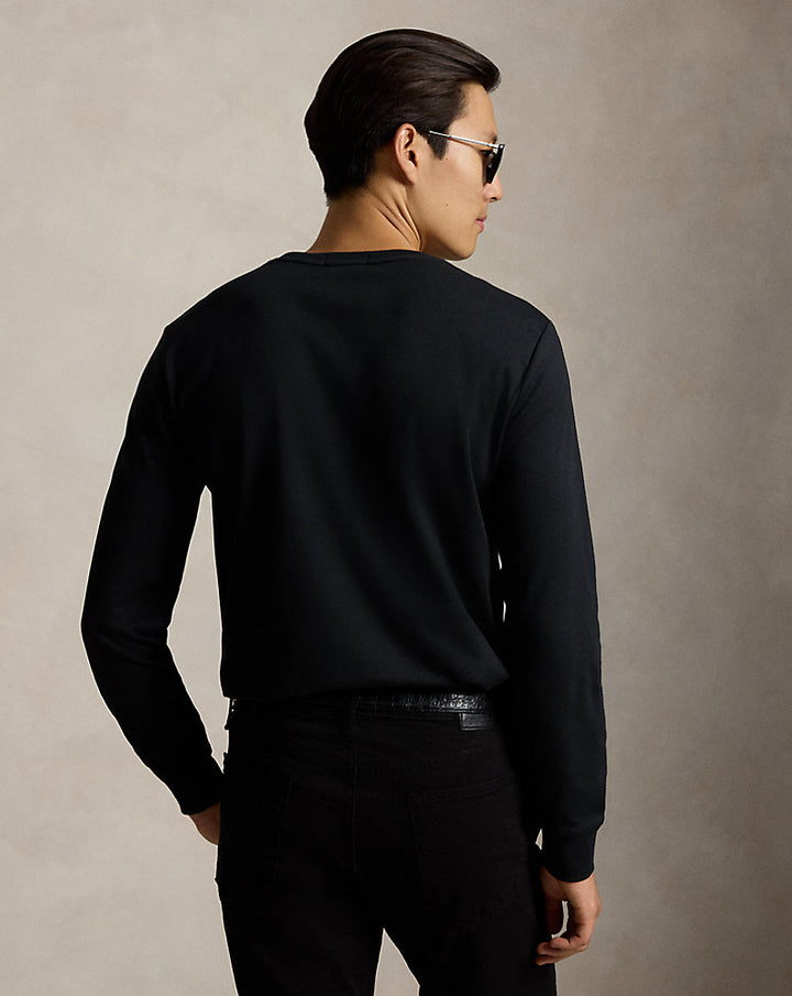 Custom Slim Fit Langarm-T-Shirt aus weicher Baumwolle Ralph Lauren | Schwarz, Ansicht 1