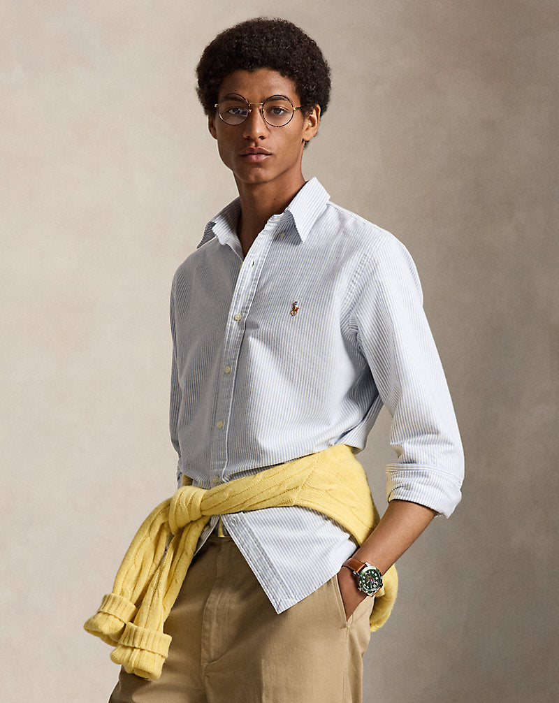 Ριγέ πουκάμισο Oxford Custom Fit Ralph Lauren | Μπλε/Λευκό ριγέ, όψη 1