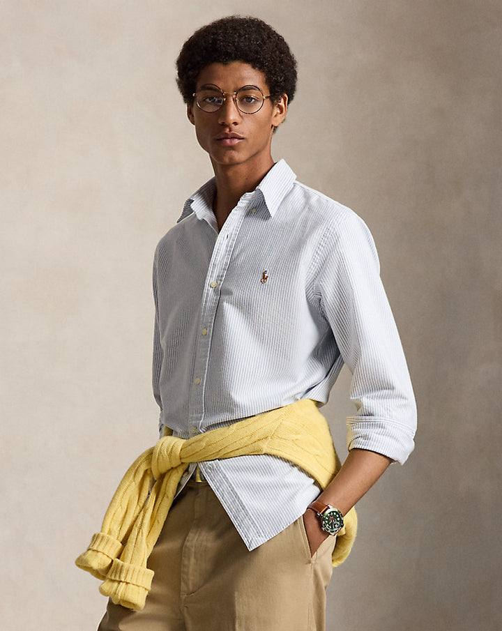 Ριγέ πουκάμισο Oxford Custom Fit Ralph Lauren | Μπλε/Λευκό ριγέ, όψη 1