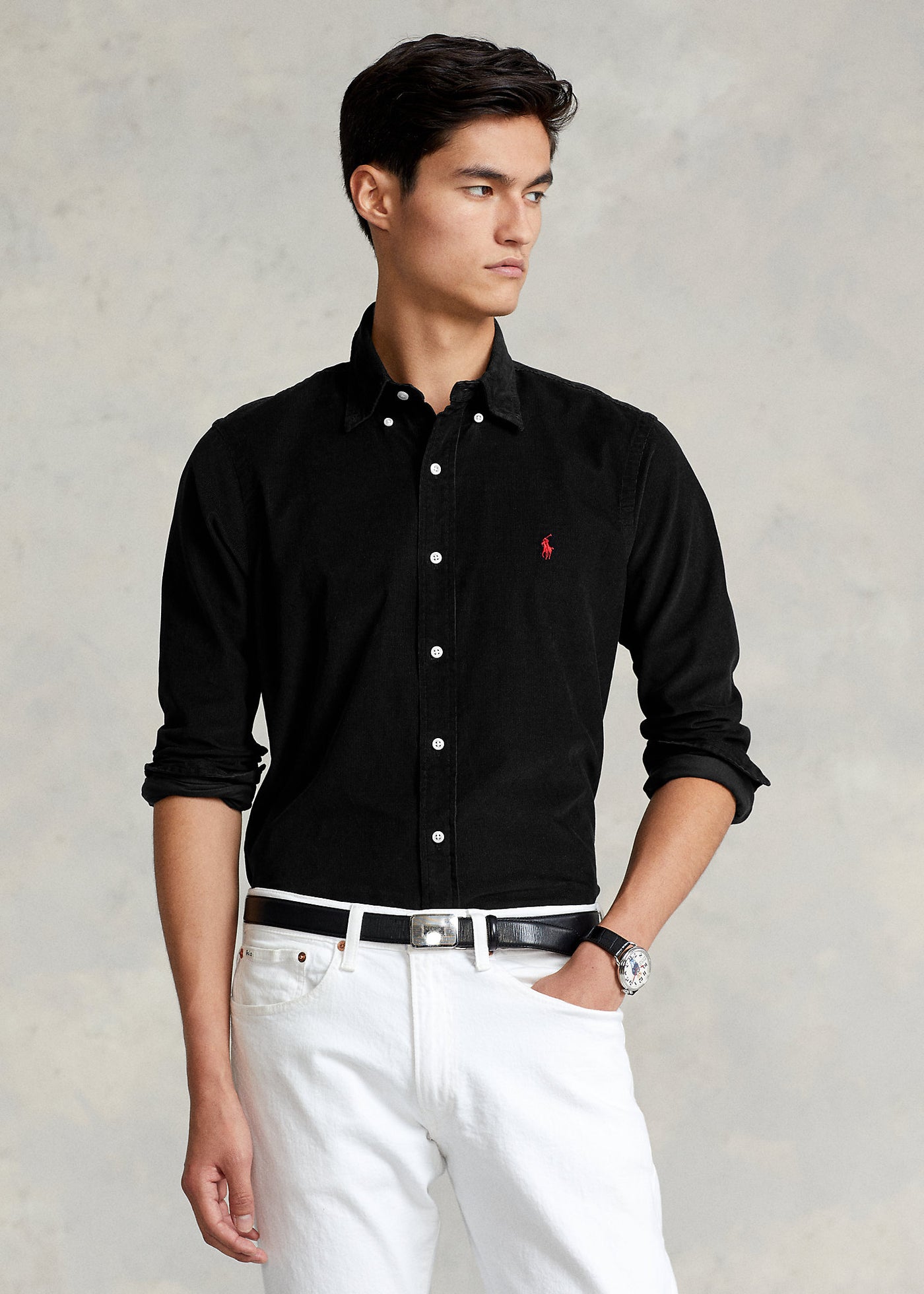 Ralph Lauren Custom Fit Corduroy Shirt | Black