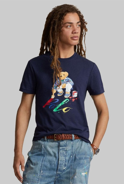 Ralph Lauren Custom Slim Fit T-Shirt με Αρκούδι | Σκούρο Μπλε
