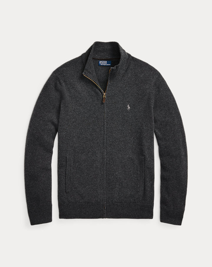 Wollpullover mit durchgehendem Reißverschluss Ralph Lauren | Dunkelgrau meliert, Ansicht 1