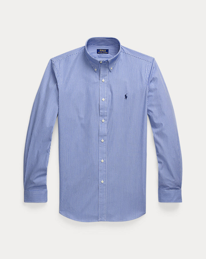 Custom Fit Hemd aus Stretchpopeline Ralph Lauren | Blau/Weiß fein gestreift, Ansicht 1
